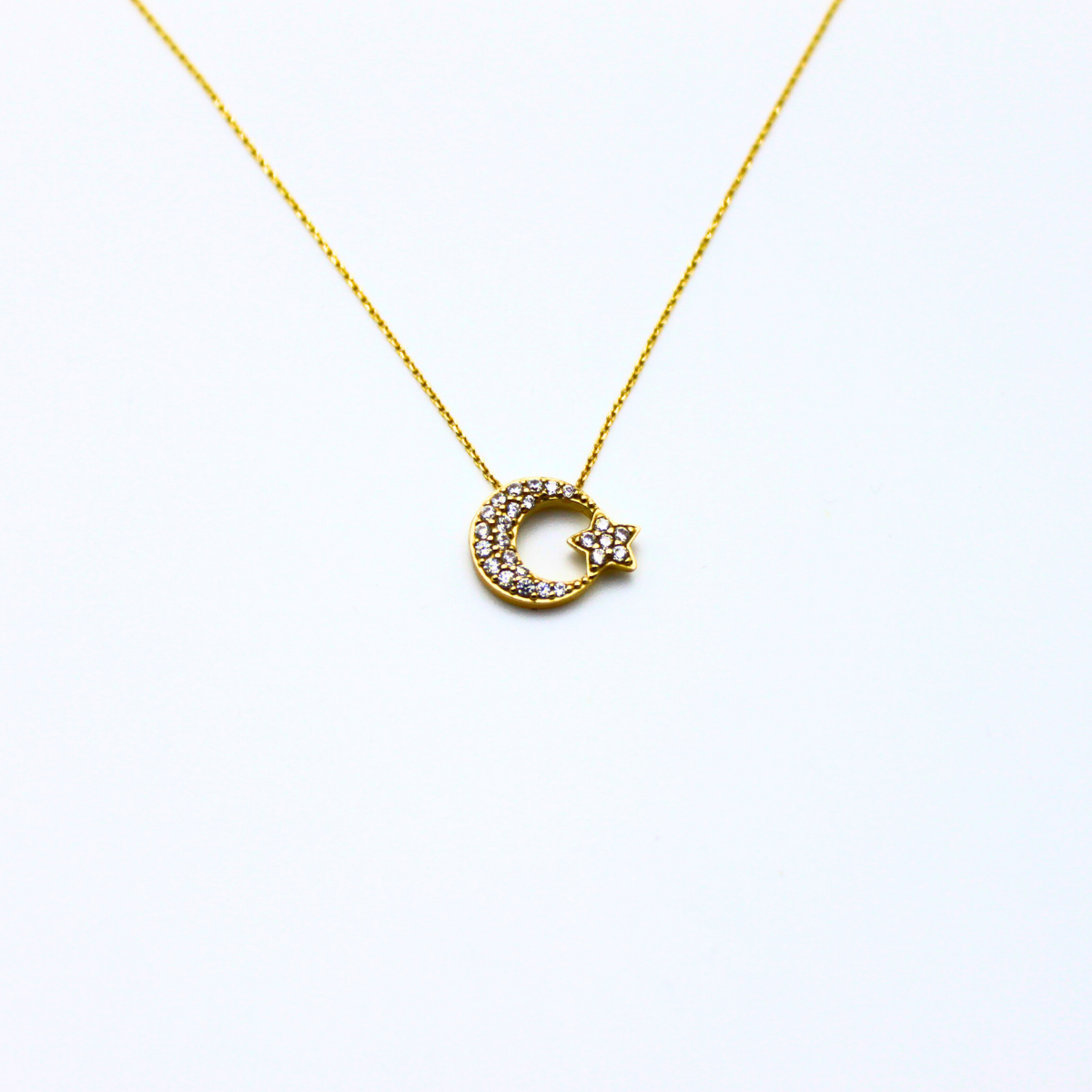 Taşlı Ay Yıldız Kolye
