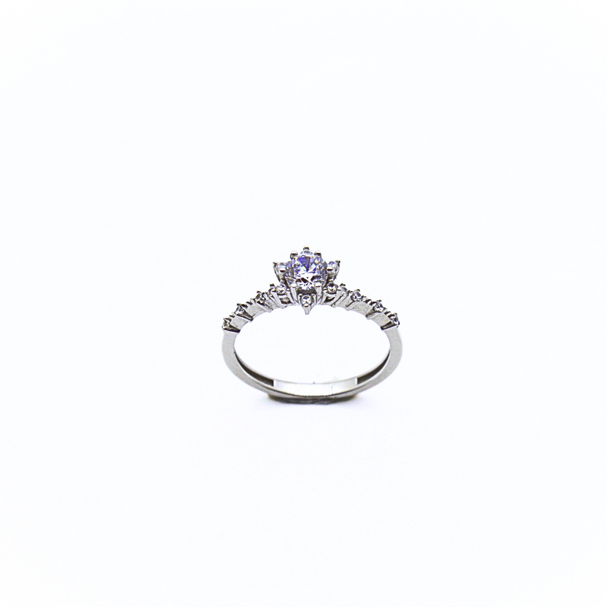 Beyaz Lotus Kesim Tektaş Yüzük