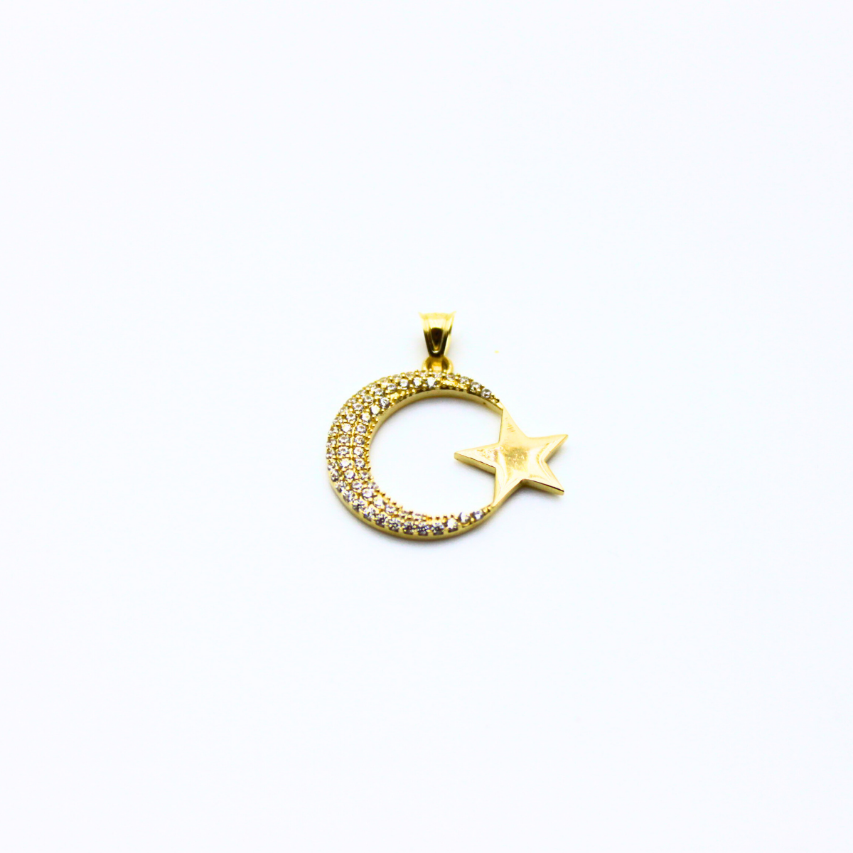 Taşlı Ay Yıldız Kolye Ucu