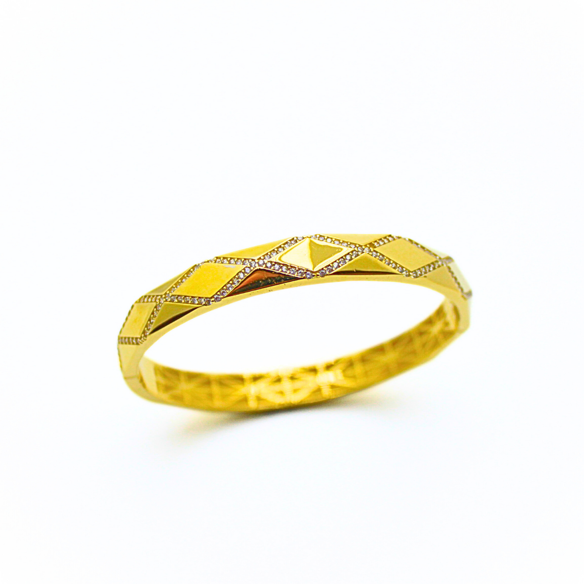 Taşlı Altın Kelepçe Bileklik