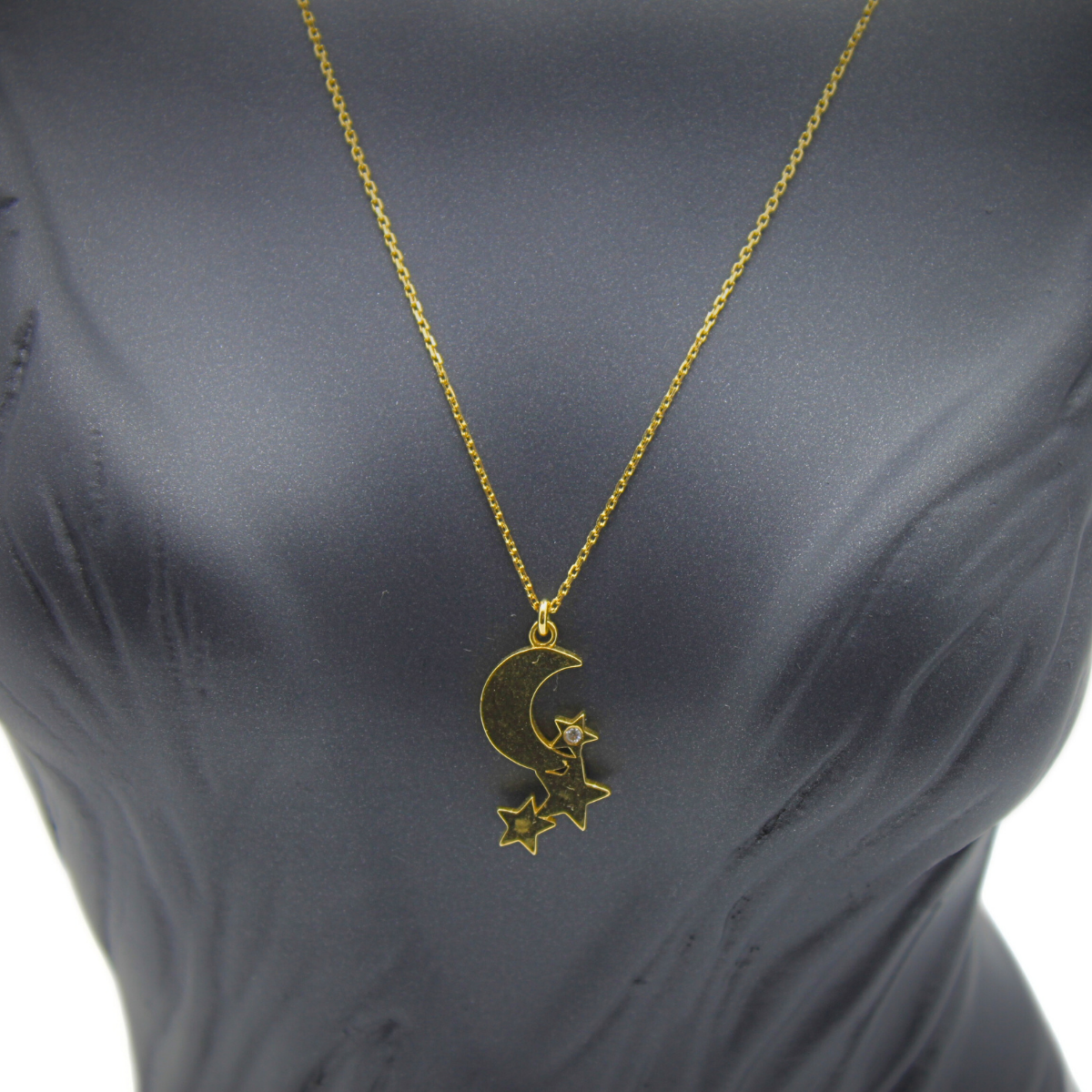 Taşlı Ay Yıldız Kolye
