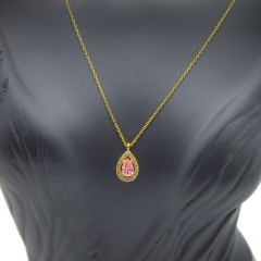 Pembe Damla Taşlı Kolye