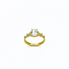 Sarı Oval Taşlı Yüzük