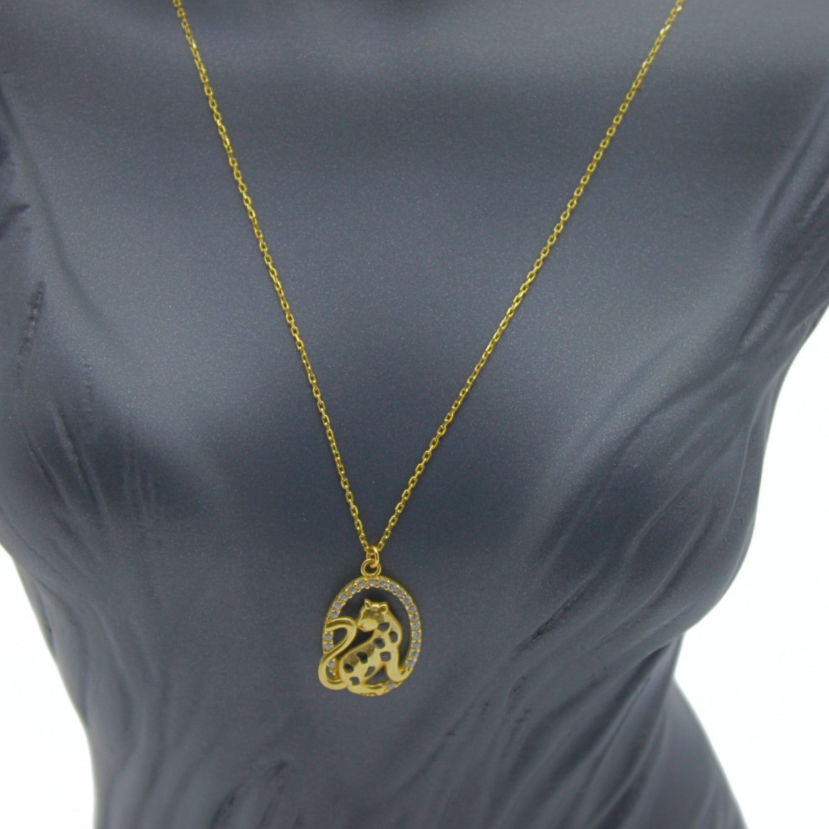 Taşlı Leopar Kolye